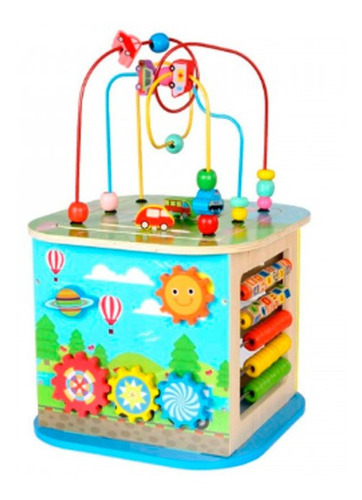 Juego Cubo Didáctico Para Niños Autos Juguete Madera 