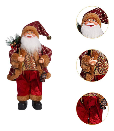 Muñeco Navideño De Papá Noel, Figura Rojo Y Dorado