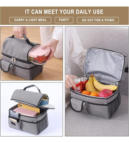 Thermal Lunch Box With Double Compartment And Strap
