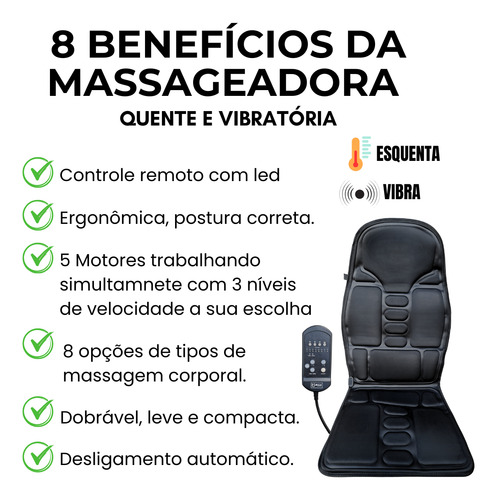 Assento Massageador Eletrico Costas Carro Sofa Cadeira