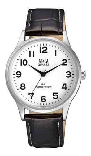 Reloj Q&q Hombre Acero 100% Original C214j304y Color de la correa Negro Color del bisel Plateado Color del fondo Blanco