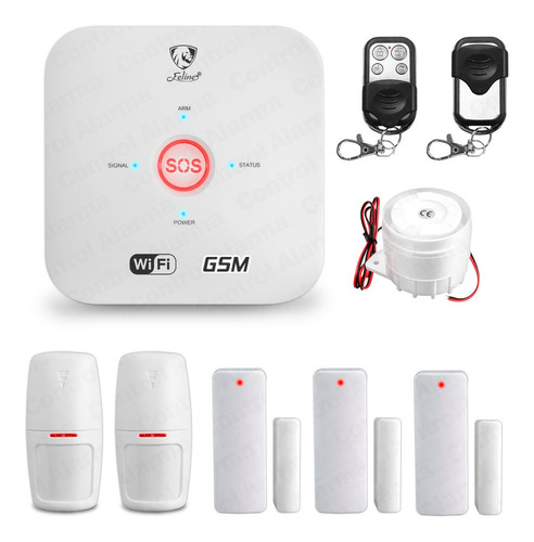 Imagen 1 de 10 de   Kit 7 Alarma Wifi Gsm Seguridad Casa Vecinal Sistema 