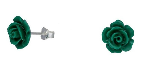 Aros Flor Esmeralda Verde 10 Mm Plata 925