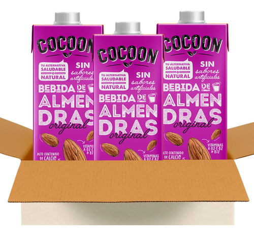 Bebida Leche Almendras Cocoon Sin Tacc Original 1lt Pack X3