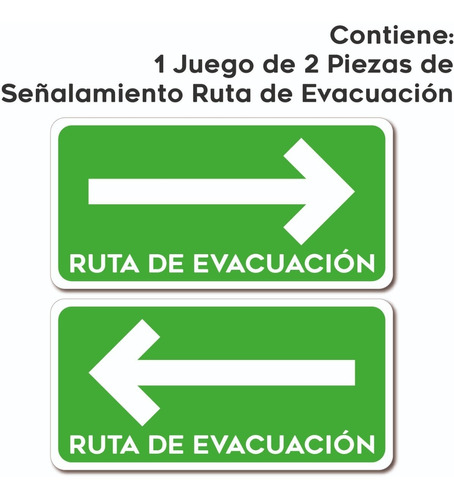 Señalamiento Ruta De Evacuacion 2 Piezas Izquierda / Derecha