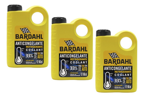 Paquete 3 Anticongelante Bardahl Coolant Listo Para Usar 1l