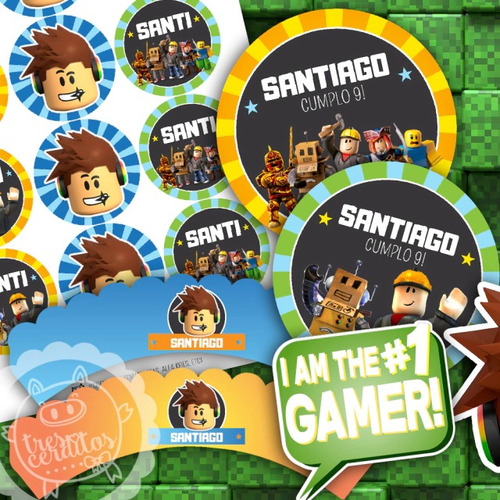 Kit Imprimible Roblox Gamer Editable Cumpleaños