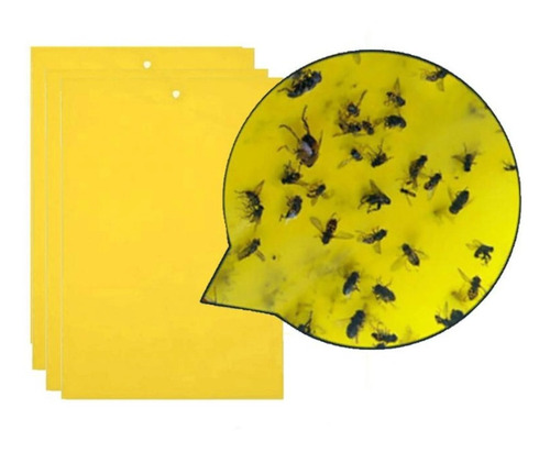 10 Trampa Amarilla 20x25 Plagas Insectos Invernadero Campo