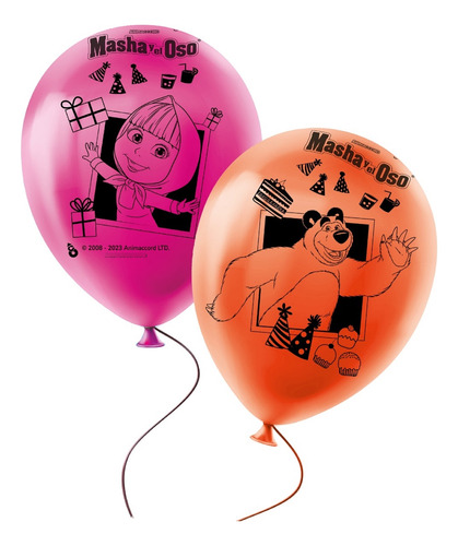 Globos Látex Otero Masha Y El Oso Redondo Masha Y El Oso 12 Masha Y El Oso