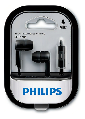 Auriculares con micrófono Philips SHe1405BK/10 negros