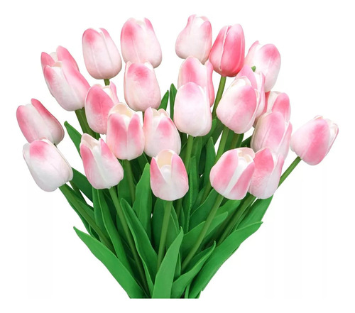 J Tulipas Artificiais Degradê 24 Peças Decoração Durável
