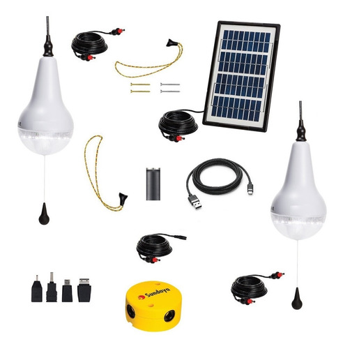 Imagen 1 de 1 de Kit Panel Solar Portatil Premium Lamparas Carga Celular