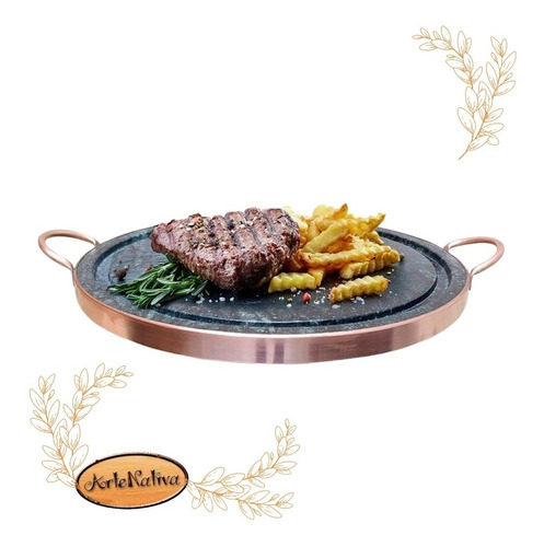 Imagem 5 de 7 de Kit 4 Grelhas Chapa De Pedra Sabão Para Carne 32 Cm
