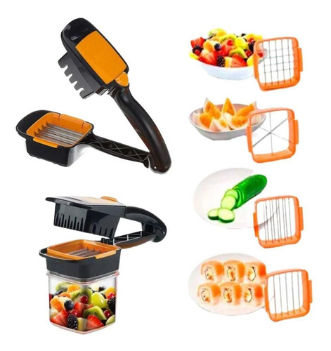 Imagem 1 de 7 de Cortador De Legumes Manual 5 Em 1 Fatiador Multifuncional