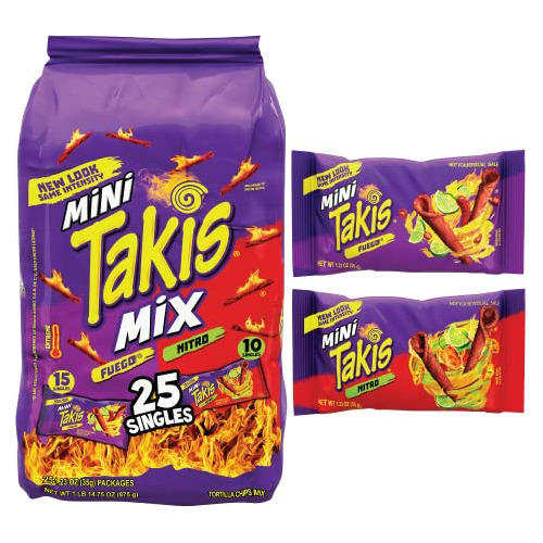 Takis Mini Fuego Y Nitro Spicy Rolled Tortilla Chips, Hot Ch