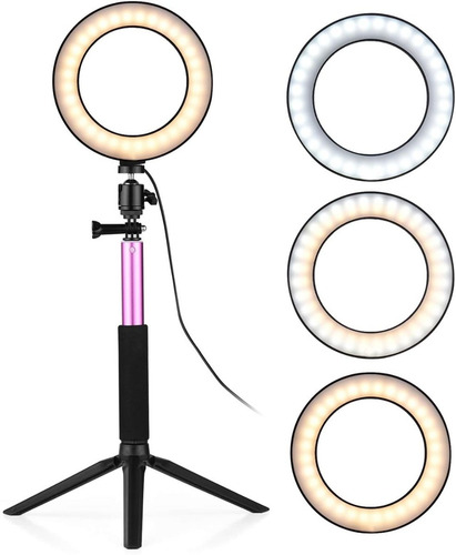 Imagen 3 de 9 de Aro De Luz De 6,3 Pulgadas Con Tripode (rosado)