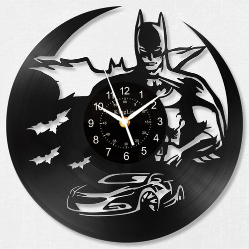 Antwax Bat Man - Reloj De Pared Con Disco De Vinilo Vintage,
