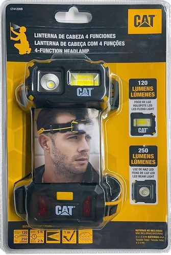 Imagen 6 de 7 de Linterna Minero O Cabeza Cat Caterpilar 4 Funciones Ct4120nb