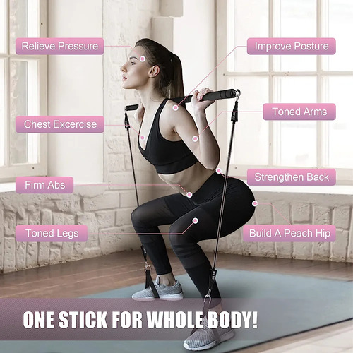 Kit De Barras De Pilates Walevfit Con Bandas De Resistencia
