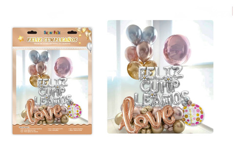 Arreglo Set Globos Pack Feliz Cumpleaños