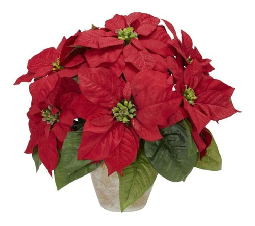 Nearly Natural 1268 Poinsettia Con Arreglo De Flores De Seda