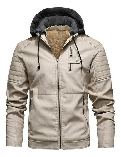 Chaqueta Biker De Hombre Con Capucha Y Forro Polar.