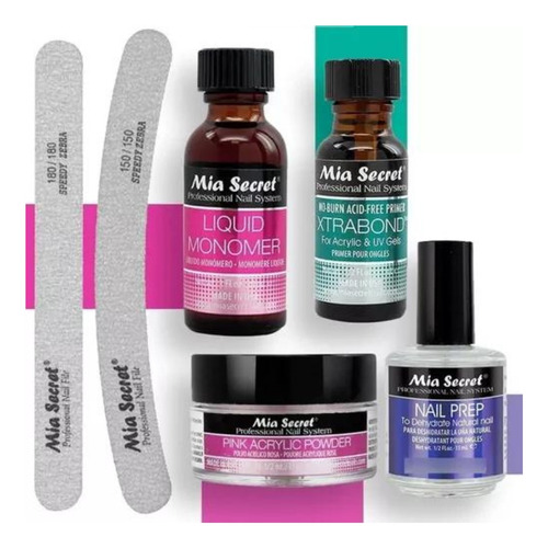 Kit De Uñas Acrílicas Mia Secret Con Limas