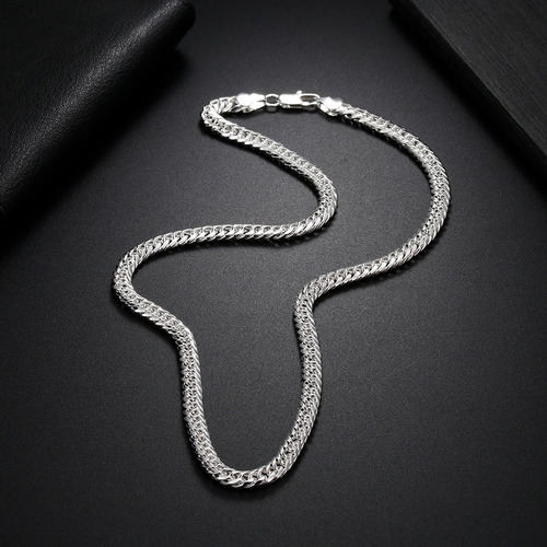 Imagen 2 de 6 de Cadena Triple Grumet Chapado Plata 925 Collar 6mm De Hombre