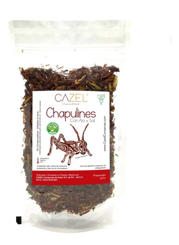 Imagen 1 de 3 de Chapulines Comestibles Oaxaca Limón Y Sal Al Vacío 100g