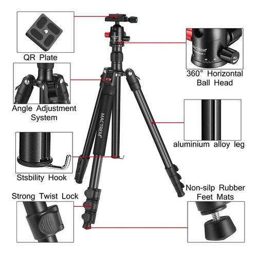 Mactrem Trípode Profesional Para Cámara Con Soporte Para Tel