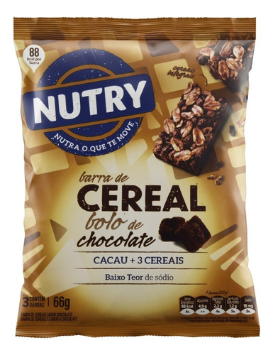 Barra de cereal Nutry Nuts  sabor bolo de chocolate 22 g