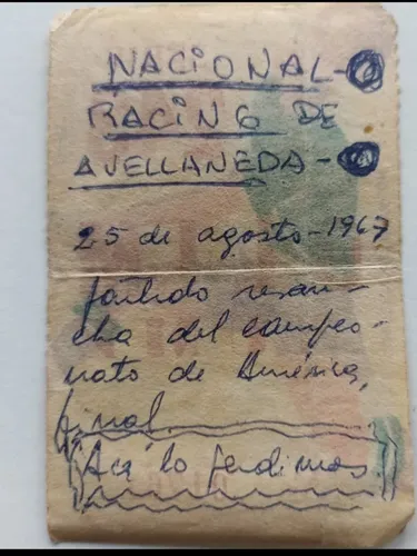 Entrada Original Final De Libertadores 1967- Nacional (Usado)