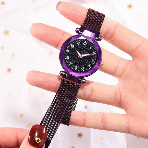 Relógio Feminino Céu Estrelado Pulseira Magnética