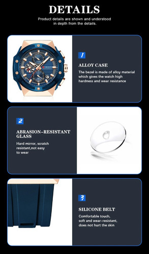 Reloj De Cuarzo Curren 8462 Para Hombre, Correa De Silicona,