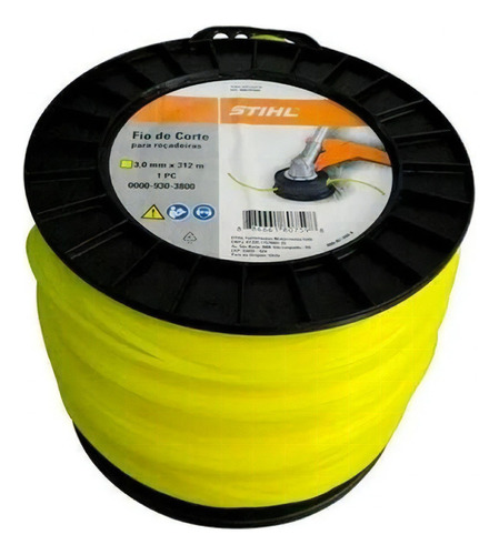 Rolo Fio De Nylon Amarelo Quadrado 3,0mm X 312m Stihl