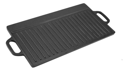 Plancha Sarten Bifera Grill Reversible Hierro Con Asas 42cm Color Negro