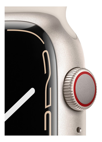 Imagem 3 de 9 de Apple Watch Series 7 (GPS + Cellular, 45mm) - Caixa de alumínio estelar - Pulseira esportiva estelar