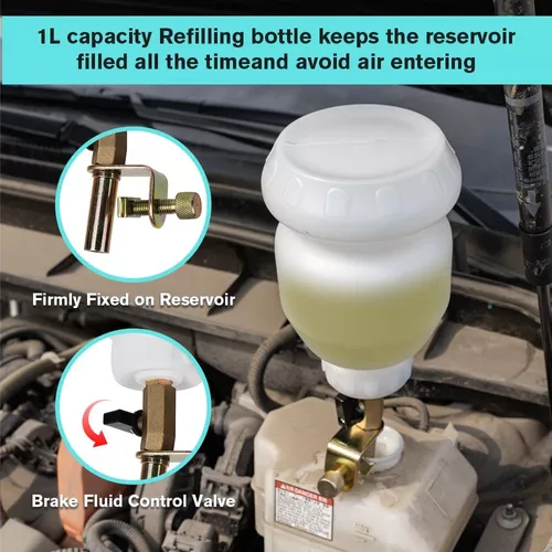 Purgador de frenos Kit purgador de frenos bomba de purga de frenos ki 3  litros con adaptador de 20 piezas y botella de repuesto de 1 litro, apto  para