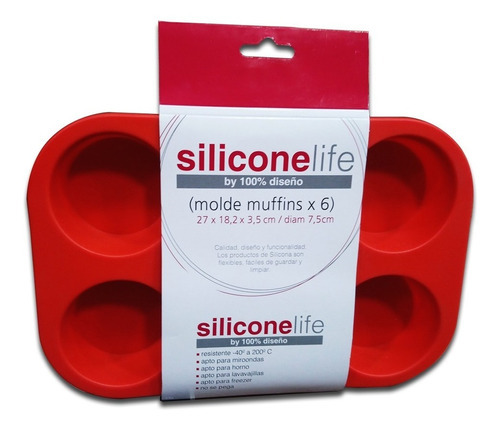 Molde Muffin Silicona 100% Horno Color X 6 Pettish Online. Color Rojo