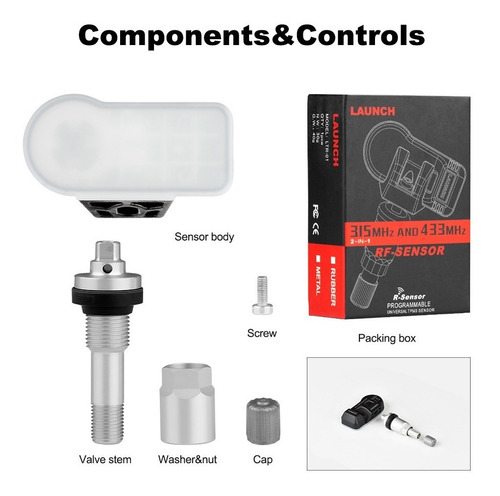 Imagen 4 de 5 de 4 Sensor Tpms Universal Metalico De Launch 315 Mhz Y 433 Mhz
