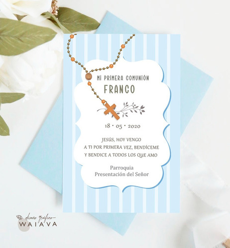 Imagen 6 de 10 de Tarjetitas Nenes Primera Comunión Estampas X 4u