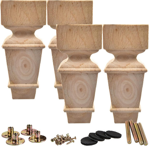 Patas De Muebles De Madera De 8 Pulgadas/20 Cm, Juego D...