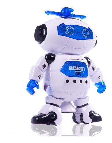Robot Inteligente A Pila Con Luces Giros 360 Juguete Música