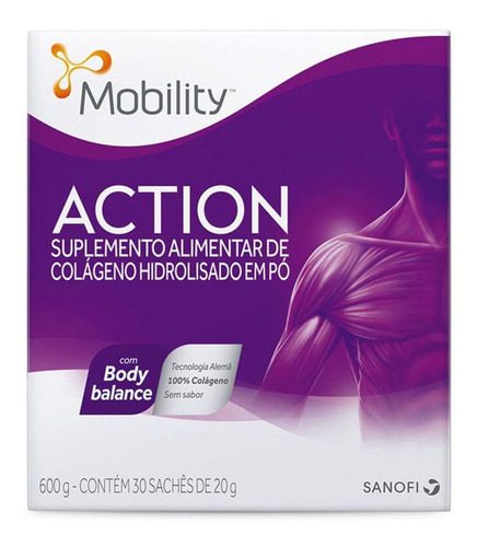 Mobility Action Colágeno Hidrolisado Em Pó C/30 Sachês Sabor SEM SABOR