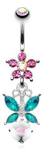 Aros - Wildklass Jewelry Glamorous Butterfly Flower Garden B