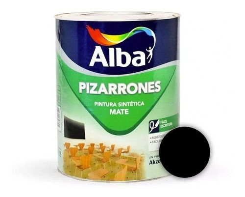 Pintura Esmalte Para Pizarron Negro Mate 1 Lt Alba Prestigio