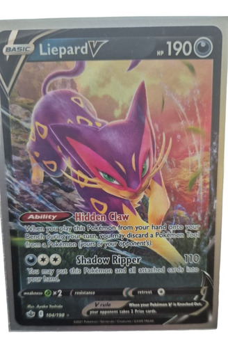 Liepard V Carta Pokémon Original+10 Cartas+regalos