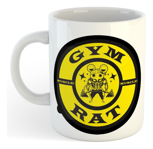 Taza Blanca Gym Rat Gimnasio Fitness 