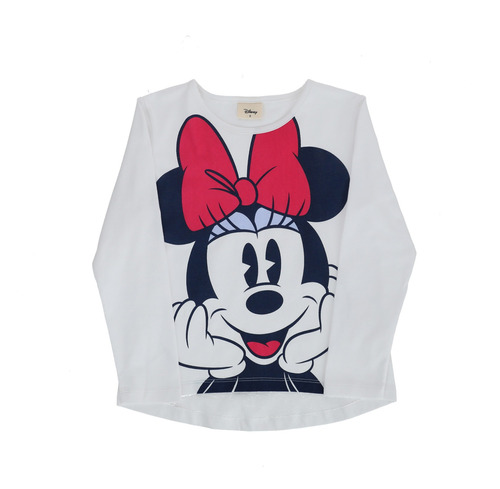 Polera Manga Larga Niña Minnie Loved Blanco Disney