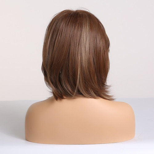 Peluca Rubia De Cabello Natural A La Moda Para Mujer